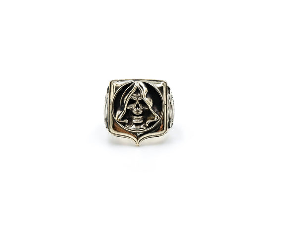 Hooded Skull Ring Gothic Men Death Santa Muerte for Men Women Brass Jewelry Size 6-15