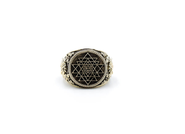 Sri Yantra Ring Gothic Triangle Hindu Talisman for Men Women Brass Jewelry Size 6-15