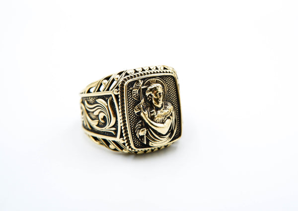 Catholic Signet Saint John the Baptist Ring Brass Jewelry Size 6-15