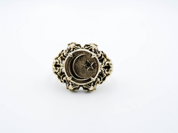 Islamic Crescent Ring Women Brass Jewelry Size 6-15 Br-445