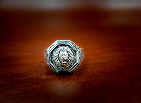 Men's Silver Lion Head Ring Animal Silver Jewelry for Mens Women 925 Sterling Silver Size 6-15