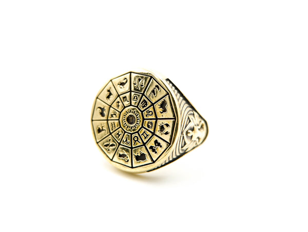 Zodiac Sign Constellation Ring Women Men Brass Jewelry Size 6-15