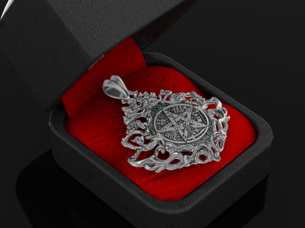 Tetragrammaton Pentagram Pendant Anniversary Jewelry Gift for Men Women 925 Sterling Silver