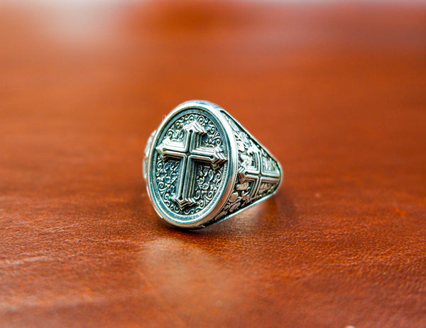 Christian Jesus Cross Ring for Women Men 925 Sterling Silver Size 6-15