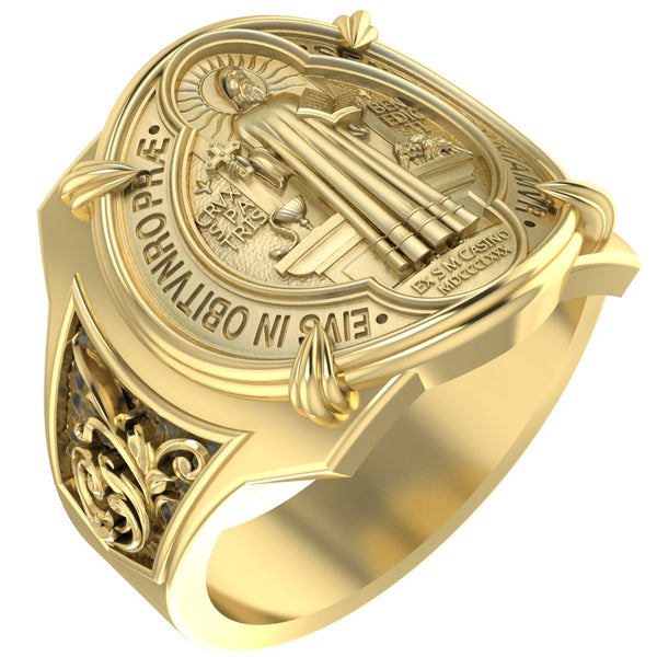 Catholic Saint Benedict Medal Ring Mens Amulet Brass Jewelry Size 6-15 Br-400