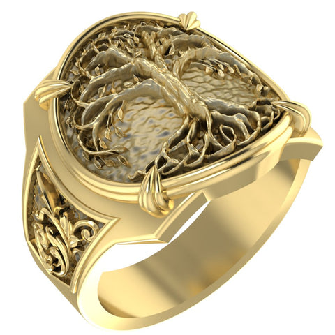 Tree of Life Ring for Mens Biker Gothic Brass Jewelry Size 6-15 Br-401
