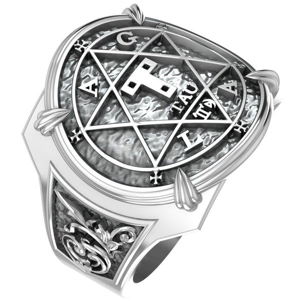 Hexagram Star of David Ring King of Solomon Circle of Pentacle Jewelry 925 Sterling Silver R-402