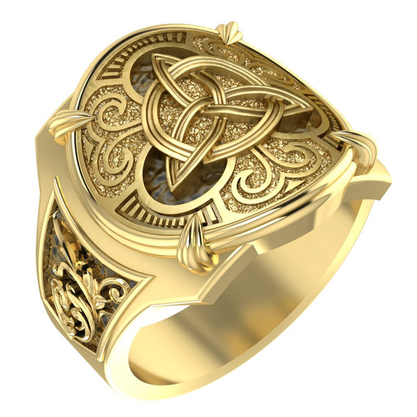 Triquetra Trinity Knot Ring for Men Ancient Viking Celtic Brass Jewelry Size 6-15 Br-404