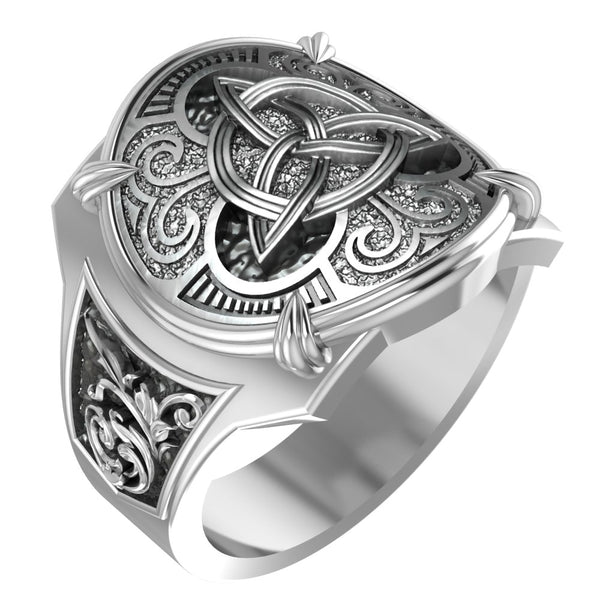 Triquetra Trinity Knot Ring for Men Ancient Viking Celtic Jewelry 925 Sterling Silver R-404