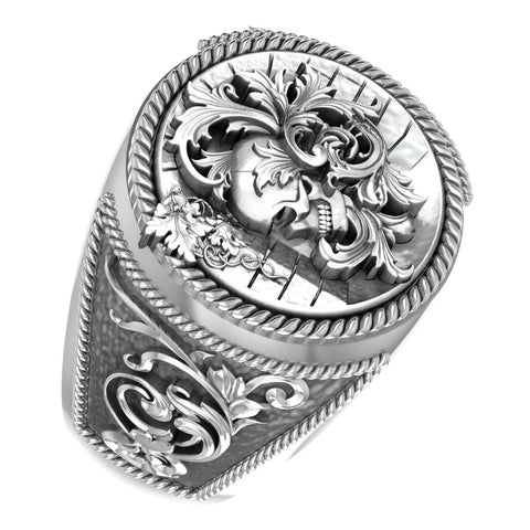 Skull Ring for Men Punk Retro Gothic Jewelry 925 Sterling Silver R-405