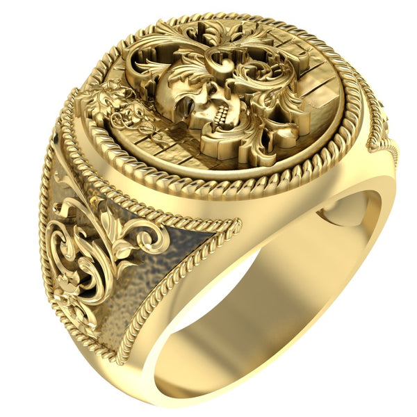 Skull Ring for Men Punk Retro Gothic Brass Jewelry Size 6-15 Br-405