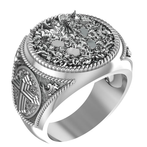 Angel Ring for Men Punk Gothic Saint Michael Archangel Jewelry 925 Sterling Silver R-406