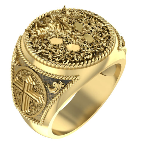 Angel Ring for Men Punk Gothic Saint Michael Archangel Brass Jewelry Size 6-15 Br-406