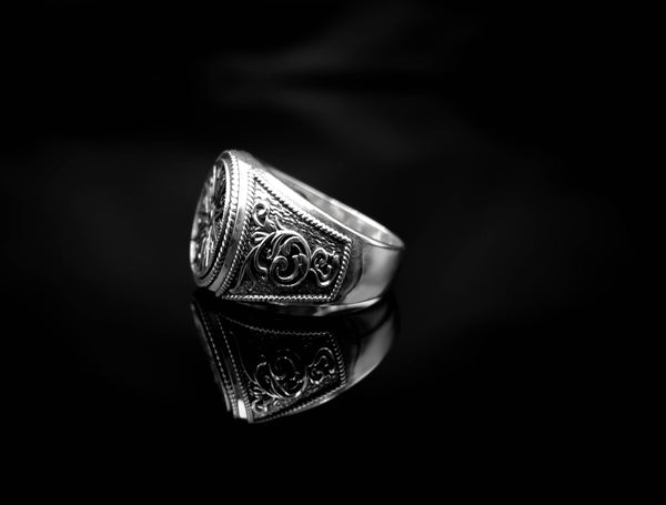 Trident Mandala Ring Greek Ancient Amulet Jewelry 925 Sterling Silver R-415