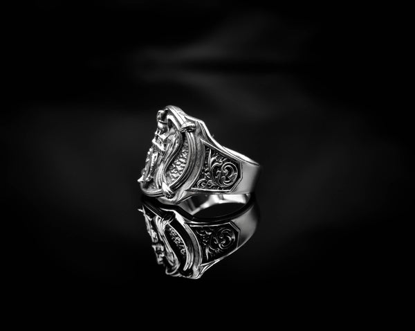 St Michael Ring for Men Archangel Michael Catholic Jewelry 925 Sterling Silver R-411