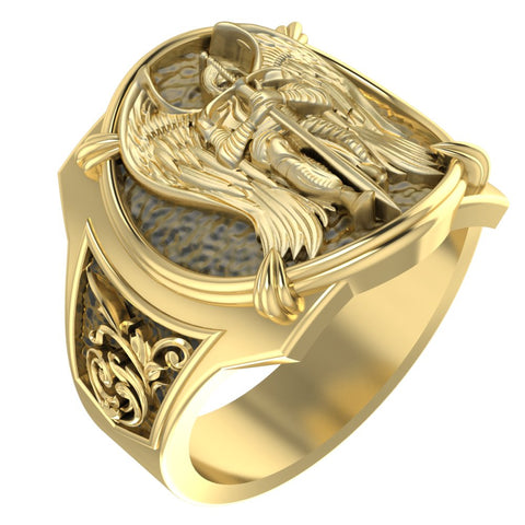 St Michael Ring for Men Archangel Michael Catholic Brass Jewelry Size 6-15 Br-411