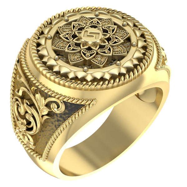 Mandala Ring for Men Flower of Life Brass Jewelry Size 6-15 Br-414