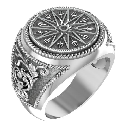 Trident Mandala Ring Greek Ancient Amulet Jewelry 925 Sterling Silver R-415
