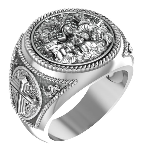 Virgin Ring Catholic Family of God Jewelry 925 Sterling Silver R-416