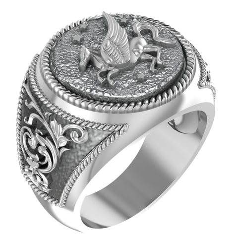 Pegasus Ring Ancient Greekl Flying Horse Jewelry 925 Sterling Silver R-417