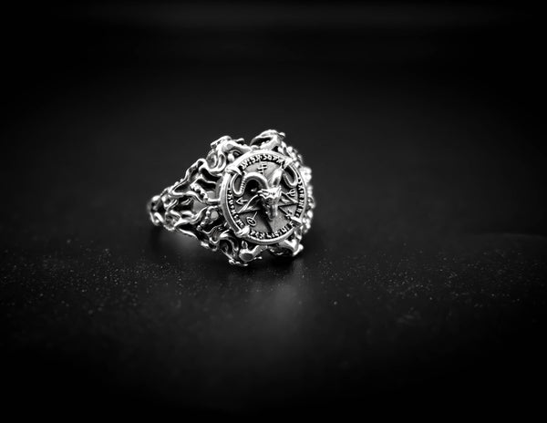 Satanic Baphomet Pentagram Ring Women Goat Devil Jewelry 925 Sterling Silver Size 6-15 R-438