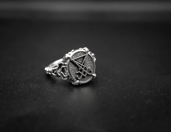 Sigil of Lucifer Ring Women Satanic Seal of Satan Jewelry 925 Sterling Silver Size 5-15 R-440
