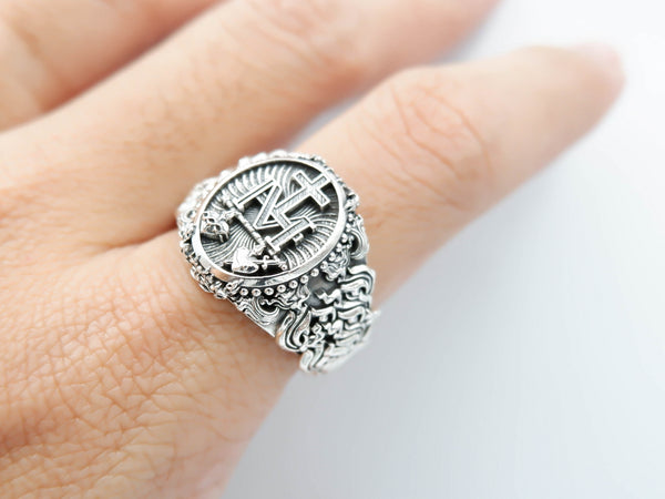 Copy of Virgo Zodiac Skull Ring Constellation Horoscope Gothic for Men Women Jewelry 925 Sterling SVirgin Mary Ring for Men Women Miraculous Medal Christian Jewelry 925 Sterling Silver R-353ilver R-352