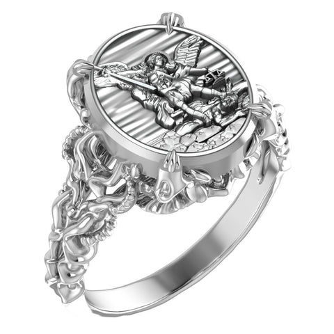Saint Michael Ring Women Jewelry 925 Sterling Silver R-429