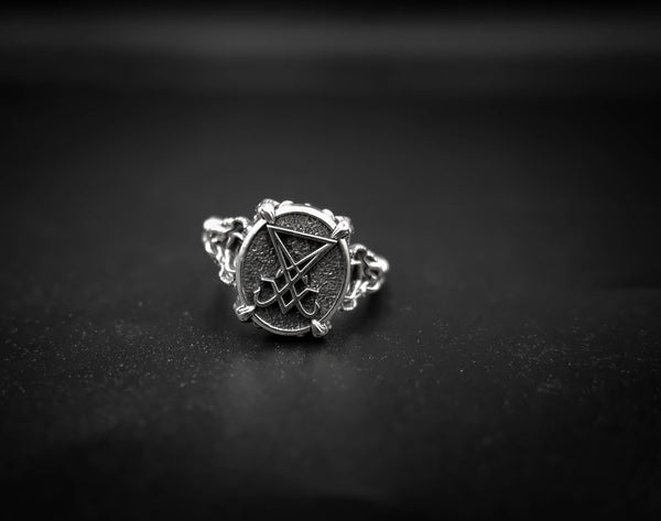 Sigil of Lucifer Ring Women Satanic Seal of Satan Jewelry 925 Sterling Silver Size 5-15 R-440