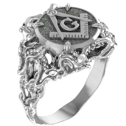 Freemason Symbol Masonic Ring Women Jewelry 925 Sterling Silver R-431
