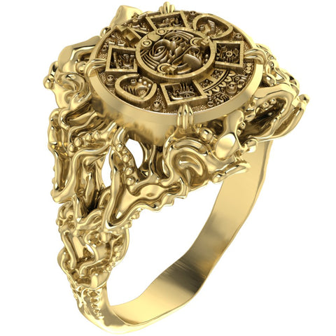 Aztec Calendar Mayan Sun Ring Women Brass Jewelry Size 6-15 Br-434
