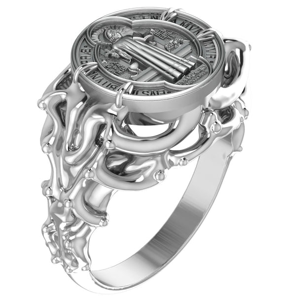 Saint Benedict Ring Women Christian Catholic Cross Jewelry 925 Sterling Silver Size 6-15 R-437