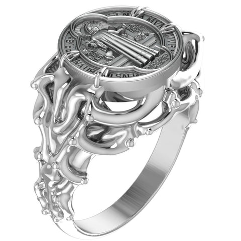 Saint Benedict Ring Women Christian Catholic Cross Jewelry 925 Sterling Silver Size 6-15 R-437