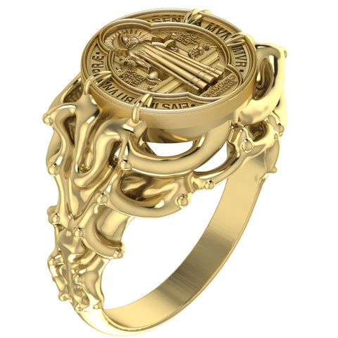 Saint Benedict Ring Women Christian Catholic Cross Brass Jewelry Size 6-15 Br-437