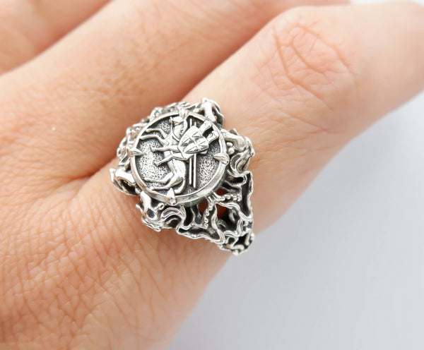 Seal of Knights Templar Ring Women Freemason Mason Jewelry 925 Sterling Silver Size 6-15 R-436