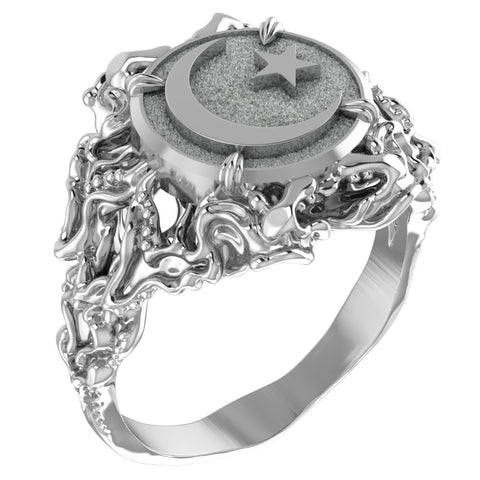 Islamic Crescent Ring Women Jewelry 925 Sterling Silver R-445