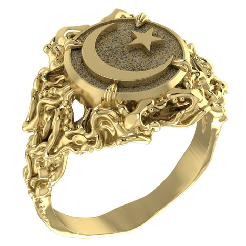 Islamic Crescent Ring Women Brass Jewelry Size 6-15 Br-445