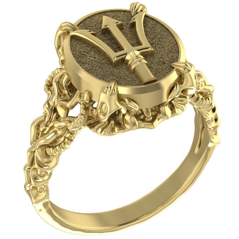Poseidon Greek God of The Sea Trident Ring Women Brass Jewelry Size 6-15 Br-447