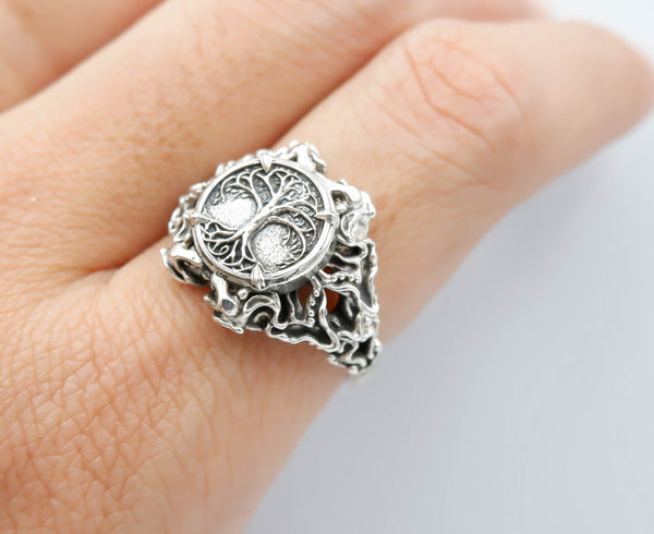 Viking Tree of Life Ring Women Norse Scandinavian Jewelry 925 Sterling Silver Size 5-15 R-444