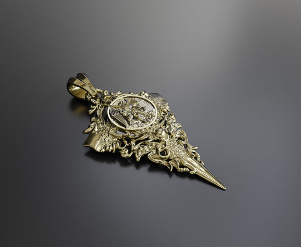 Saint Michael Pendant St Michael The Archangel Christian Brass Jewelry BR-456