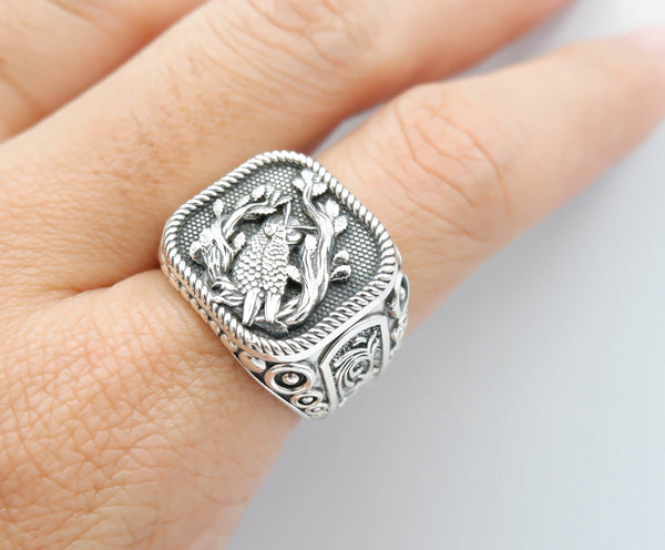 Owl Ring for Men 925 Sterling Silver R-420