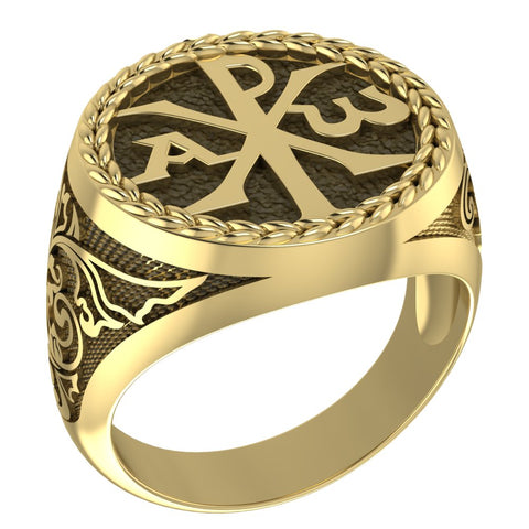 Chi Rho Ring Alpha Omega Jewelry Size 6-15 Br-494
