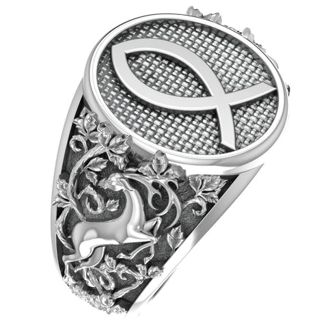 Christian Fish Ring Jesus Jewelry 925 Sterling Silver Size 6-15 R-495