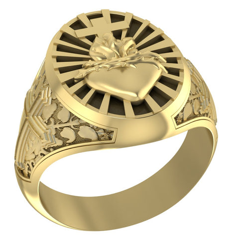 Sacred Heart Ring Jesus God Amulet Christian Brass Jewelry Size 6-15 Br-497
