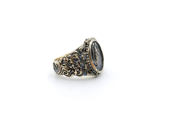Saint St Gabriel the Archangel Ring Amulet Protection Mens Womens Brass Jewelry Size 6-15