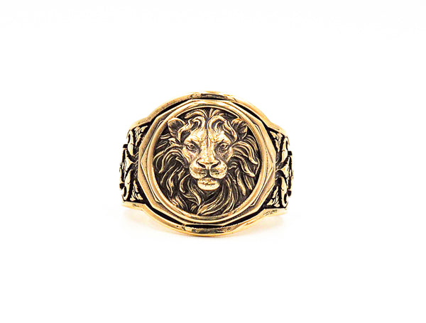Men's Lion Head Ring, Mens Lion Ring Animal Brass Jewelry Size 6-15