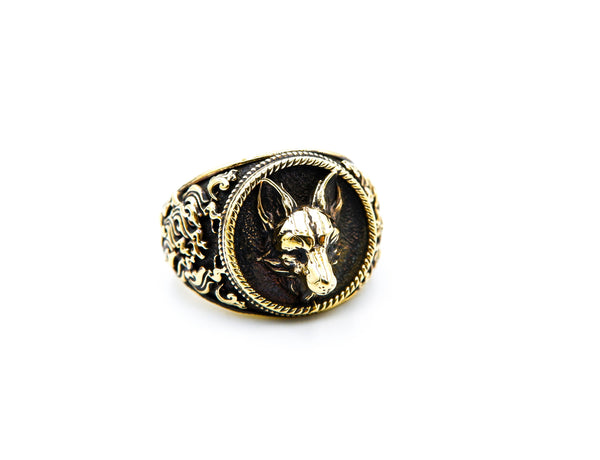 Fox Head Animal Biker Ring Gothic Punk Brass Jewelry Size 6-15