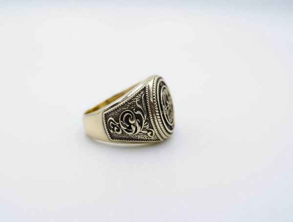 Seal of Amon Ring Lesser Key of Solomon Seal Magic Brass Jewelry Br-531, Yellow