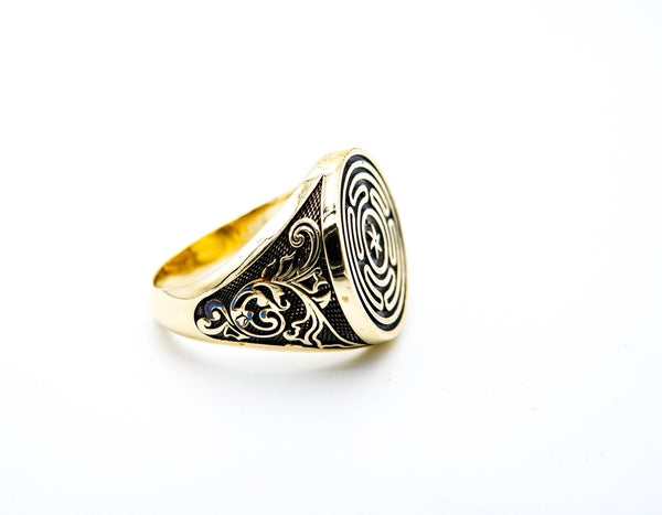 Wheel of Hecate Ring Mens Amulet Jewelry Brass Jewelry Size 6-15