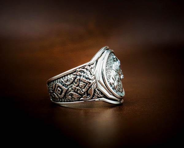Men's Silver Horse Head Ring, Mens Horse Ring Animal Silver Jewelry 925 Sterling Silver Size 6-15